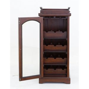 Mueble Bar Tradicional de Caoba Sólida con Puerta de Cristal y Bandeja Incluida para Uso Interior/Exterior - Product Image 3