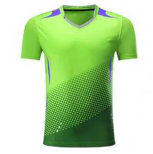 Camiseta de Fútbol Verde con Cuello en V para Hombre, Manga Corta, Absorbe la Humedad, Uniforme Deportivo, Diseño Sublimado en Degradado, Ropa Deportiva de Verano - Product Image 2