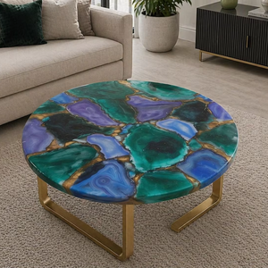Table basse de luxe en pierre d'agate, design artisanal et écologique, table centrale pour salon moderne, décoration de meubles, Diwali, baptême - Product Image 1