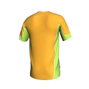 เสื้อฟุตบอลคอวีผู้ชายสีเหลืองเขียวแบบสั่งทำพิเศษ แขนสั้น ผ้าโพลีเอสเตอร์ 100% ระบายเหงื่อได้ดี ชุดกีฬาสำหรับผู้ใหญ่ - Product Image 2