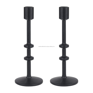 Best Quality Designer Iron <b>Taper</b> <b>Candle</b> Stand Elegant Black Indoor Outdoor Silver Lantern Wedding Christmas Home Decor Wood - Product Image 1