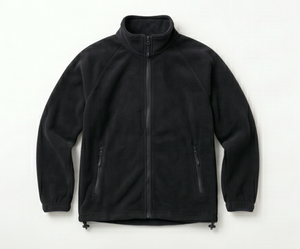 Men's <b>Black</b> <b>Fleece</b> <b>Jacket</b> Full Zip Stand Collar Casual Outerwear Windproof Heated Knitted Polyester Winter Wear Regular Front - Product Image 1