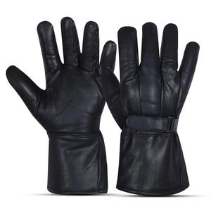 Gants de conduite en cuir de vachette noir de qualité supérieure pour hommes et femmes avec sangle de poignet réglable et chaleur hivernale confortable - Product Image 1