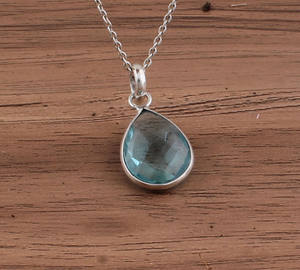 Charmes en topaze bleue naturelle de Londres, argent sterling 925, plaqué platine vintage, vente en gros, collier unisexe, pierre de naissance de décembre - Product Image 4