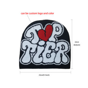 Gorro de Punto Unisex de Primera Calidad con Corazón, Estilo Urbano, Bordado en Blanco, Negro y Rojo, 56-58CM, Gorro Casual de Invierno para Adultos - Product Image 5