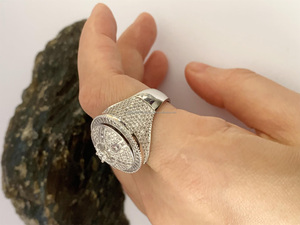 Round Cut Rhodium Plated Prong Setting Cluster Engagement <b>Ring</b> Unique Gift for wife Wedding <b>Ring</b> Anniversary Party Gift for her - Product Image 4