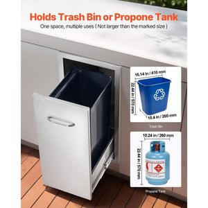 Soluzione di Stoccaggio per Cucina Esterna, Cassetti Multiuso in Acciaio Inox 13.54"W X 19.61"D X 25.79"H con Cassetto Interno per Rifiuti - Product Image 2