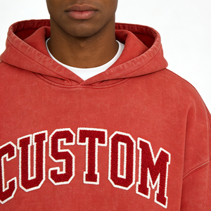Sudadera con Capucha Oversize Personalizada de Felpa Pesada Unisex Estilo Streetwear con Parches, Poliéster/Algodón 500GSM para Hombre - Product Image 4