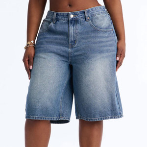 Shorts de mezclilla de verano de talle alto, pierna recta, estampados, sexys, elásticos, talla grande, con lavado arena, con botones y cremallera, de secado rápido para mujer - Product Image 6