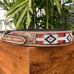 2024 Popular Luxury Designer Custom Hand Tooled Leather Dog Collar Personalized Manufacturer Genuine Cow Leather Pet Dog Collar - Product Image 3