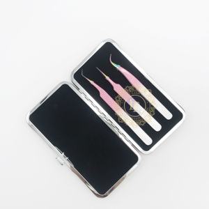 LUXURY LASH TOOLS Ombre Blanc Rose Revêtement en poudre Acier inoxydable de qualité supérieure Pincettes à cils à pointe arc-en-ciel durables - Product Image 4
