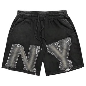 Pantalones Cortos Deportivos Casuales de Cintura Media Estilo Urbano, Tejido de Malla Sólida, Compresión Transpirable, 100% Algodón, Cintura Elástica, Bolsillo Delantero - Product Image 1