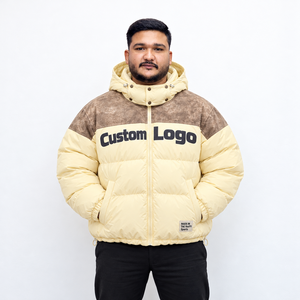 <b>Men</b> Custom Logo <b>Hooded</b> <b>Puffer</b> <b>Jacket</b> Windproof Winter Zipper Thick Insulated Eco-Friendly 220g Streetwear Coat Custom Design OEM - Product Image 1