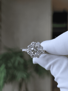 Round Lab Grown Diamond <b>Cluster</b> Halo Ring 2.25 Ct Gold Floral Statement Engagement Fine Jewelry Gift for Women - Product Image 2
