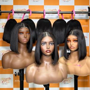 Qualité supérieure Os Droite Noir Bob Perruques Cheveux Humains 100% Cheveux Vietnamiens Bruts HD Dentelle Suisse Avant de Lacet Perruques - Product Image 6