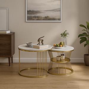 Mesa de Centro Moderna, Ecológica y Duradera con Metal y Mármol para Hogar, Oficina, Sala de Estar - Precio al por Mayor - Product Image 6