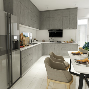 Ensemble de meubles de cuisine modulaire de luxe moderne en bois MDF, fabriqué sur mesure par JY Project, usine au Vietnam, armoires de base prêtes à l'emploi - Product Image 6