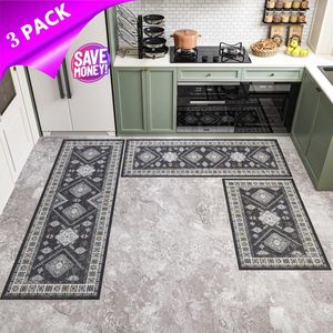 Kitchen Rugs <b>Runner</b> Sets 3 Non-Slip Farmhouse Kitchen Floor Mat <b>Carpet</b> Washable Doormat for Hallway and Entryway - Product Image 1