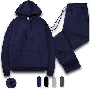 Ensemble de survêtement de sport pour homme en molleton de coton, avec sweat à capuche et pantalon de jogging - Product Image 1