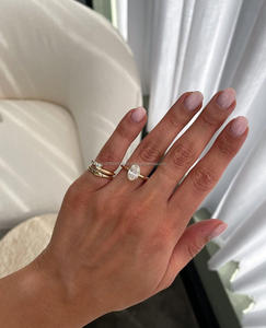 Bague de fiançailles/mariage vintage en or jaune 14 carats avec diamant de culture IGI/GIA, or blanc fin unisexe, pour anniversaire, digne d'une fête - Product Image 2