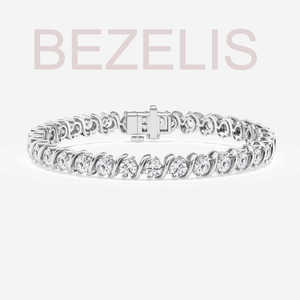 Bracelet tennis Dazzling S Link avec diamants de laboratoire, or rose 14 carats, finition polie, glamour ultime - Product Image 4