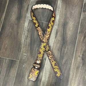 Nuevo Cinturón de Cuero Auténtico Hecho a Mano con Diseño de Girasol, Cuero Vacuno Genuino de Grano Completo, Hebilla Desmontable para Hombre y Mujer - Product Image 6