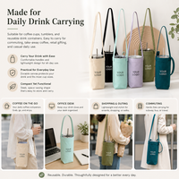 Porte-gobelet en toile personnalisé avec logo, support de bouteille d'eau en gros, sac bandoulière réutilisable pour gobelet, événements d'entreprise, vente en gros