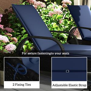 Set di 2 Cuscini Pieghevoli per Chaise Longue Blu Navy UPF50+ 200gsm, 193x58cm, per Sedia a Sdraio da Esterno, Comfort e Stile - Product Image 6