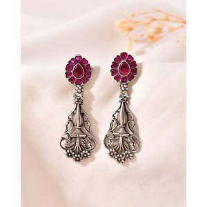 Pendientes de Plata de Moda Meera Jaipur Pushp Veena - Product Image 2