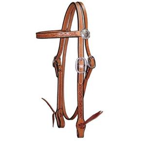 Bridon pour cheval avec bandeau noué, muserolle et boucle en laiton - Product Image 3