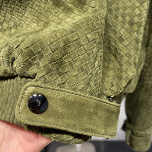 Quilted <b>Jacket</b> Women's Olive Green Stand Collar Full <b>Sleeve</b> Button Closure Autumn Style <b>Short</b> Length Woven Polyester - Product Image 2