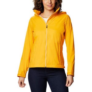 Chaqueta Impermeable con Capucha para Mujer, Color Naranja, Manga Larga, Exterior de Poliéster, Largo Regular, Estilo Utilitario Otoñal con Cierre de Cremallera - Product Image 1