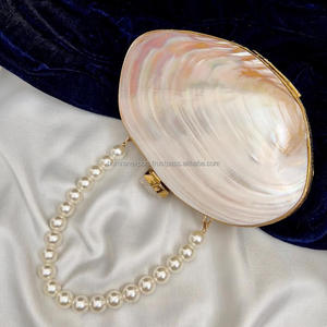 Handmade Boho Design Customizable Women's Evening Bag Mosaic Mother Pearl Brass Clutch Chain Classic Beading Promotional Use - Product Image 1