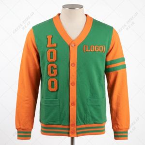 FAMU University <b>Men</b> <b>Cardigan</b> Orange Green Custom Color Logo Winter Fraternity Knitted Covered Button <b>Long</b> Sleeve Fleece <b>cardigan</b> - Product Image 1