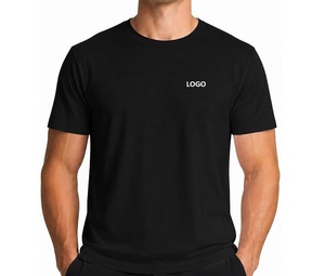 T-shirt personnalisé avec logo pour hommes en coton et fibre de bambou avec broderie pour les marques de vêtements - Product Image 6