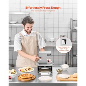 Presse à pâte à pizza électrique professionnelle de 6 pouces à épaisseur réglable, en acier inoxydable, pour boulangerie - Product Image 3