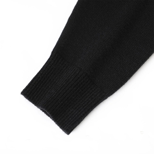Pull en tricot uni noir pour homme, manches longues, épaisseur standard, laine, vêtements d'automne - Product Image 4
