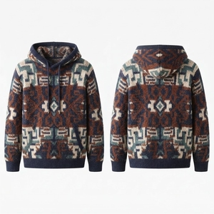 Vente en gros Sweat à capuche tricoté personnalisé avec strass pour homme, en coton épais, à épaules tombantes, coupe classique, imperméable, mode urbaine hiver - Product Image 1