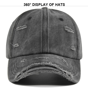 Casquettes de baseball vintage personnalisées en gros, de haute qualité, effet usé, en jean déchiré, ajustables, non structurées, en coton, unisexes, avec image - Product Image 4