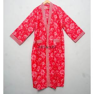 Robe kimono en coton très vendue, imprimée au bloc, pour la plage et l'hôtellerie - Product Image 3