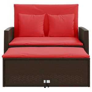 Sofá de Jardín de 2 Plazas en Ratán Sintético Marrón y Rojo - Product Image 6