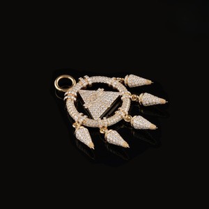 <b>Iced</b> <b>Out</b> S925 Pyramid Eye Pendant Necklace with Moissanite Claw Setting Gold Plated Hip Hop Unisex Jewelry - Product Image 2