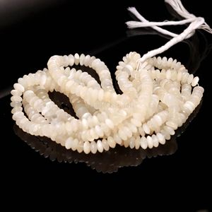 Cuentas de Piedra Lunar Blanca Natural Brillante, Corte Alemán, Forma Rondelle, 8MM 10MM, Venta al por Mayor, Cuentas Facetadas de Piedra Lunar Blanca, 16 Pulgadas - Product Image 2