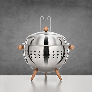 Nordic Stainless Steel Food <b>Warmer</b> with Wooden Handles & <b>Legs</b> Insulated Serving Pot Ramadan Buffet Hotel Catering Chafing Dish - Product Image 2