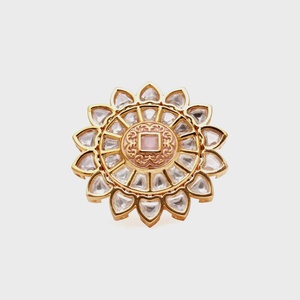 Gold Plated Polki <b>Ring</b> for Women Adjustable Kundan <b>Statement</b> Bridal Cocktail <b>Ring</b> - Product Image 3