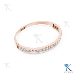 3.50 mm Classic Lab Grown Diamond Channel Bracelet Hinge <b>Bangle</b> <b>Solid</b> <b>Gold</b> 14K 18K Elegant Minimalist Unisex Gift Fine Jewellery - Product Image 5