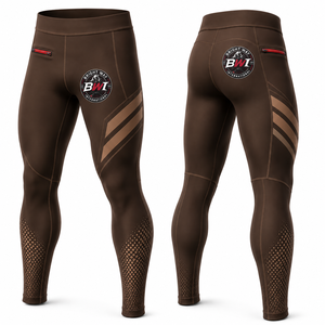 BRIGHT WAY INTERNATIONAL Leggings de compression MMA unisexe marron, coupe ajustée, évacuation de l'humidité, séchage rapide, respirant, longueur intégrale - Product Image 1
