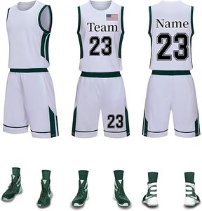 Unisex <b>Polyester</b> Basketball Uniform Set Custom Team Printed Jersey and <b>Shorts</b> Quick Dry Wholesale Basketball Wear - Product Image 3
