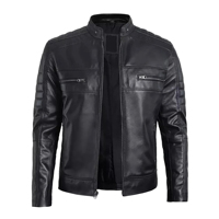 Veste d'hiver de luxe pour homme en cuir pleine fleur, cousue main, style italien, coupe ajustée premium, OEM ODM personnalisée, fermeture éclair lavée