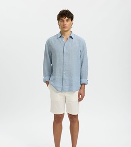Men's Light Blue <b>Linen</b> Casual Shirt Full Sleeve Turn-down Collar Breathable Summer Wear - Product Image 2